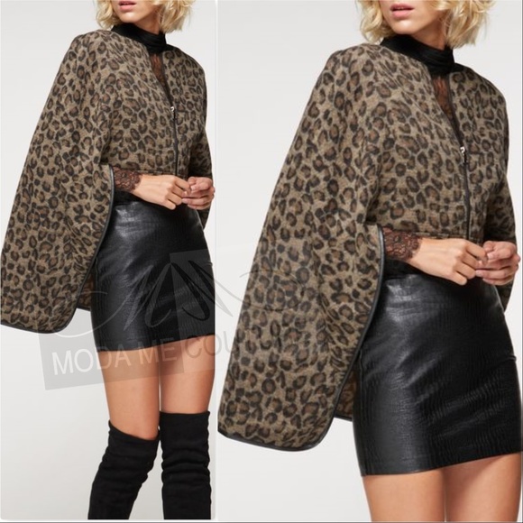 MODA ME COUTURE Jackets & Blazers - JACKET Cape Animal Leopard Cape
